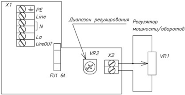 Схема подключения регулятора оборотов VCA-100