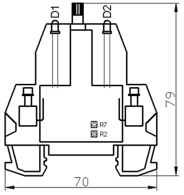 Габаритные размеры имитатора и расположение подстроечных резисторов