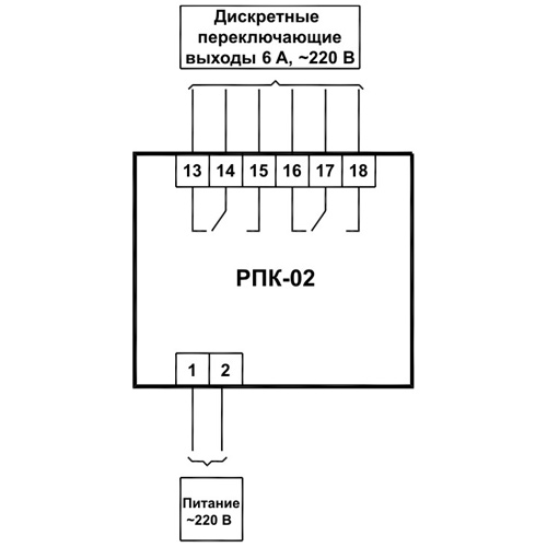 Схема подключения реле-программатора календарного РПК-02