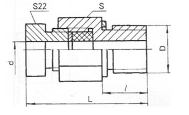 Схема габаритных и присоединительных размеров штуцера 5Ц4.473.002