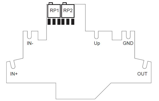 Расположение регулировок на плате преобразователя, на примере преобразователя сигналов CSG.859.1010.1031.21