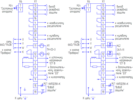 схема соединений аппарата защиты от токов утечки АЗУР.4МК