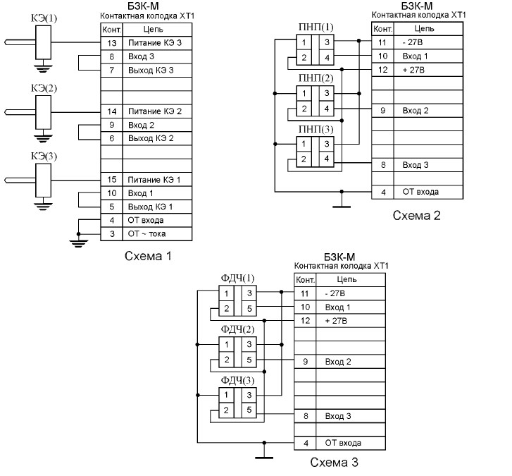 Схема подключения датчиков контроля пламени к блоку защиты котла БЗК-М