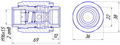 Схема габаритных размеров гидродросселя ДЛК 8.3-2М